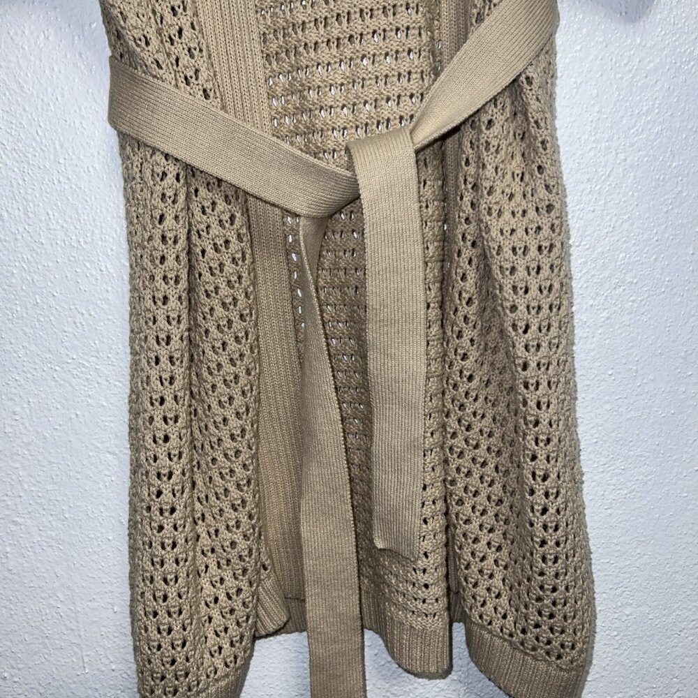 LC Lauren Conrad Womens Open knit Belted size XS CARDIGAN FAIRY LONG BEACH BOHO - Picture 3 of 8